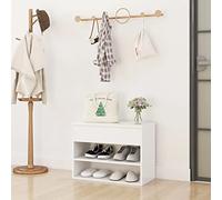 Festnight Banco Zapatero, Zapatera con Banco, Arcón para Zapatos con Asiento, Mueble para Calzado, Mobiliario para Almacenamiento 60 x 30 x 45 cm Blanco
