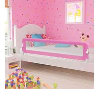 Festnight Barra de Seguridad Barandilla de Seguridad Cama de Niño Poliéster Rosa 180x42 cm