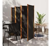 Festnight Biombo Separador de 6 Paneles de la Madera Acacia, Decoración Elegante, Separador de Ambientes Plegable, Divisor de Habitaciones, 420x180 cm (Negro)
