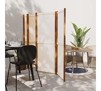 Festnight Biombo Separador de 6 Paneles de la Madera Acacia, Decoración Elegante, Separador de Ambientes Plegable, Divisor de Habitaciones, 420x180 cm (Blanco Crema)