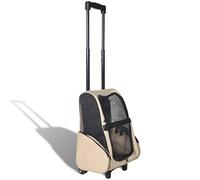 Festnight Bolso con Ruedas para Perros Gatos Trolley Mochila de Tranporte para Mascotas Plegable Beige
