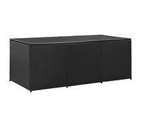 Festnight Caja de Almacenaje de Jardín Arcón de Almacenamiento Ratán Sintético Negro 180x90x75 cm