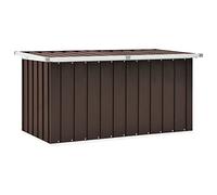 Festnight Caja de Almacenaje de Jardín, Baúl de Almacenaje de Jardín, Arcon para Patio de Acero, Caja de Herramientas Exterior, Caja de Cojines para Interior y Exterior, Marrón 129x67x65 cm