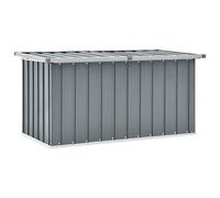 Festnight Caja de Almacenaje de Jardín, Baúl de Almacenaje de Jardín, Arcon para Patio de Acero, Caja de Herramientas Exterior, Caja de Cojines para Interior y Exterior, Gris 129x67x65 cm