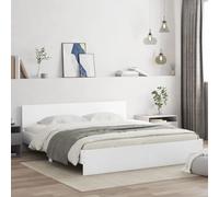Festnight Cama 180 x 200 cm con Cabecero - Estructura con Somier, Soporte de Láminas de Madera, Base y Marco Blanco