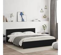 Festnight Cama 200 x 200 cm con Cabecero Estructura Cama con Somier Soporte de Láminas de Madera Base De Cama Marco de Cama Negro