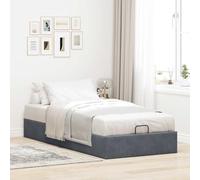 Festnight Cama Abatible Individual 90x200 cm Gris Oscuro Con Somier y Almacenamiento