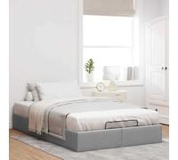 Festnight Cama Canape 140 x 190 cm, Cama Tapizada 140 x 190 cm, con Somier y Espacio de Almacenamiento, Cama Matrimonio, Canapé Abatible 140 x 190 cm, Cama de Almacenamiento Gris Claro