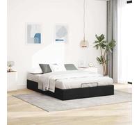Festnight Cama Canapé 140 x 200 cm con Somier y Almacenamiento, Tapizado Matrimonial Abatible Negro