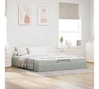 Festnight Cama Canape 160 x 200 cm Tapizado con Somier y Almacenamiento, Canapé Abatible en Gris Claro