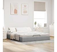 Festnight Cama Canapé 180 x 200 cm Tapizado con Somier y Almacenamiento, Matrimonial Abatible en Gris Claro