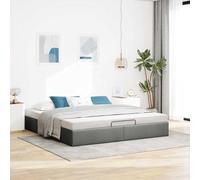 Festnight Cama Canape 200 x 200 cm con Somier y Espacio de Almacenamiento, Tapizada Matrimonio Abatible en Gris Oscuro