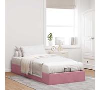 Festnight Cama Canape 90 x 190 cm, Cama Tapizada 90 x 190 cm, con Somier y Espacio de Almacenamiento, Cama Individual, Cama de Almacenamiento, Canapé Abatible 90 x 190 cm Rosa