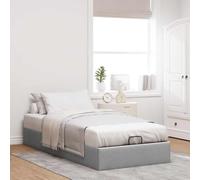Festnight Cama Canape 90 x 190 cm con Somier, Tapizada con Espacio de Almacenamiento Individual, Abatible Gris Claro