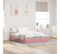 Festnight Cama Canapé Abatible 140 x 200 cm Rosa, Tapizado con Somier y Almacenamiento