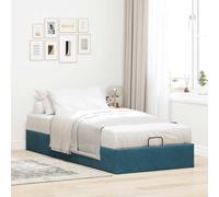 Festnight Cama Canapé Individual 90 x 200 cm Somier Espacio Almacenamiento Tapizado Abatible Azul Oscuro