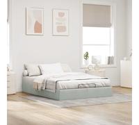 Festnight Cama Canapé Tapizado 140 x 200 cm con Somier y Almacenamiento Abatible Gris Claro