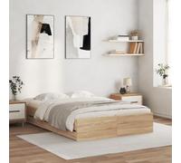 Festnight Cama con 6 Cajones Madera 120 x 200 cm, Base De Cama, Estructura Cama, Marco De Cama, Bed Frame, Cama Juvenil, Cama Dormitorio con Soporte de Listones de Madera, Roble Sonoma