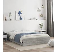 Festnight Cama con 6 Cajones Madera 140 x 200 cm, Base De Cama, Estructura Cama, Marco De Cama, Bed Frame, Cama Juvenil, Cama Dormitorio con Soporte de Listones de Madera, Gris Sonoma