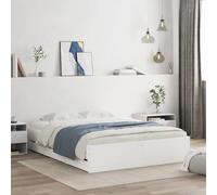 Festnight Cama con 6 Cajones Madera 140 x 200 cm, Base De Cama, Estructura Cama, Marco De Cama, Bed Frame, Cama Juvenil, Cama Dormitorio con Soporte de Listones de Madera, Blanco