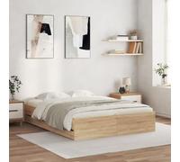 Festnight Cama con 6 Cajones Madera 150 x 200 cm, Base De Cama, Estructura Cama, Marco De Cama, Bed Frame, Cama Juvenil, Cama Dormitorio con Soporte de Listones de Madera, Roble Sonoma