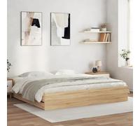 Festnight Cama con 6 Cajones Madera 200 x 200 cm, Base De Cama, Estructura Cama, Marco De Cama, Bed Frame, Cama Juvenil, Cama Dormitorio con Soporte de Listones de Madera, Roble Sonoma