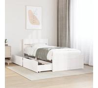 Festnight Cama con Cajones de Madera, Base De Cama 100 x 200 cm, Estructura Cama, Marco De Cama, Bed Frame, Cama Juvenil, Blanco