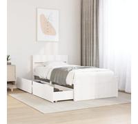 Festnight Cama con Cajones de Madera, Base De Cama 90 x 200 cm, Estructura Cama, Marco De Cama, Bed Frame, Cama Juvenil, Blanco