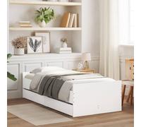 Festnight Cama con Cajones Madera 90 x 190 cm, Base De Cama, Estructura Cama, Marco De Cama, Bed Frame, Cama Juvenil, Cama Dormitorio con Soporte de Listones de Madera, Blanco