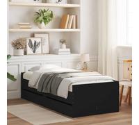 Festnight Cama con Cajones Madera 90 x 190 cm, Base De Cama, Estructura Cama, Marco De Cama, Bed Frame, Cama Juvenil, Cama Dormitorio con Soporte de Listones de Madera, Negro-2