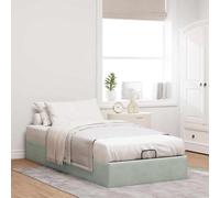 Festnight Cama Individual Abatible 90 x 190 cm, Cama Tapizada Gris Claro con Somier y Espacio de Almacenamiento