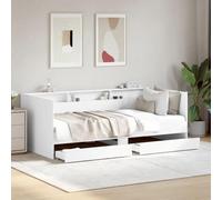 Festnight Cama Individual Infantil de Madera Maciza con Cajones y Somier Cama Infantil Cama con Cajones Cama Divan Sofá Cama Estructura de Cama con 2 Cajones 100 x 200 cm Blanco