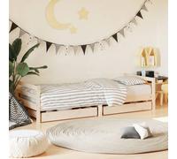 Festnight Cama Infantil con Cajones, Estructura de Cama Infantil 90 x 190 cm, Cama para niños con Somier de Madera de Pino, Color Marrón