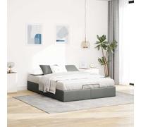 Festnight Cama Matrimonio 140 x 190 cm, Canapé Abatible con Espacio de Almacenamiento y Elevación Hidráulica, Gris Oscuro