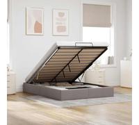 Festnight Cama Matrimonio Canapé Abatible 140 x 200 cm, con Espacio de Almacenamiento y Somier, Tapizada en Taupé