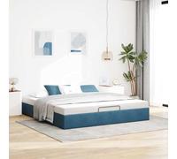 Festnight Cama Tapizada 180 x 200 cm con Somier y Espacio de Almacenamiento, Canapé Abatible Azul Oscuro