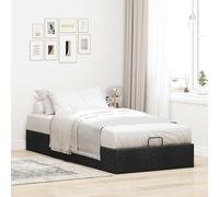 Festnight Cama Tapizada 90 x 190 cm con Somier y Espacio de Almacenamiento, Canapé Abatible Individual Negro