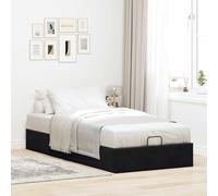 Festnight Cama Tapizada Canapé Abatible 80 x 200 cm con Somier y Almacenamiento Negro