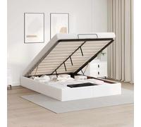 Festnight Canapé Abatible 140 x 190 cm, Cama Canape 140 x 190 cm, Cama Tapizada 140 x 190 cm, con Somier y Espacio de Almacenamiento, Cama Matrimonio, Cama de Almacenamiento Blanco