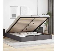 Festnight Canapé Abatible 160 x 200 cm, Cama Tapizada Somier, Almacenamiento, Matrimonio, Gris