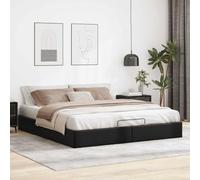 Festnight Canapé Abatible 160 x 200 cm, Cama Tapizada Somier, Almacenamiento, Matrimonio Negro