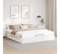 Festnight Canapé Abatible 160 x 200 cm Tapizada con Somier y Espacio de Almacenamiento, Cama Matrimonio Blanco