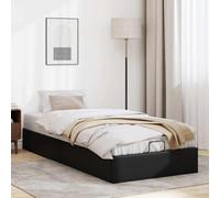 Festnight Canapé Abatible 90 x 190 cm, Cama Tapizada con Somier y Espacio de Almacenamiento, Matrimonio, Negro