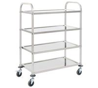Festnight Carrito de Cocina de 4 Alturas con 4 Ruedas Giratorias 107x55x125 cm Acero Inoxidable, Capacidad de Carga Máxima 300 kg