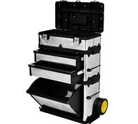 Festnight Carro de Herramientas de 3 Módulos Color Plata 56,5x35x77-92cm (Largo X AnchuraX Altura) Carro Herramientas Taller Cajas de Herramientas