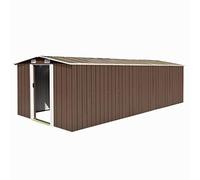 Festnight Caseta Jardín Exterior Metalica Cobertizo de Jardín Exterior 257 x 580 x 181 cm, Casetas Jardin Exteriores para Almacenamiento de Herramientas con Puertas Correderas Marrón