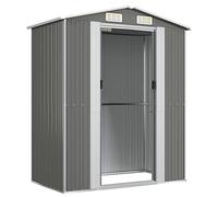 Festnight Cobertizo de Jardín Exterior Caseta de Jardín 192 x 108 x 223 cm Caseta de Jardín Metálica para Almacenamiento de Herramientas con 2 Puertas Correderas y 4 Ventanas para Terraza Gris Claro