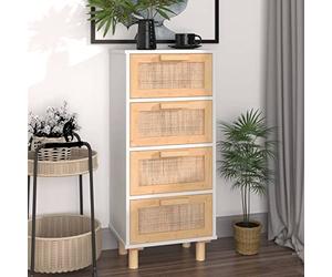 Festnight Cómoda con 4 Cajones, Cómoda Dormitorio Grande, Mueble Cajonera Grande, Mueble Recibidor, Aparador Salón, Moderno Blanco 40 x 30 x 90 cm