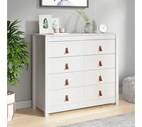 Festnight Cómoda con 8 Cajones, Cómoda Dormitorio Grande, Mueble Cajonera Grande, Mueble Recibidor, Aparador Salón, Moderno, Blanco,100x40x90 cm