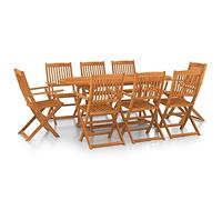 Festnight Conjunto de Comedor de Jardín Conjunto de Mesa y 8 Sillas Plegables Juego de Jardín con Sillas Muebles de jardín para Jardín Terraza Patio,Agujero de Sombrilla,Madera de Acacia